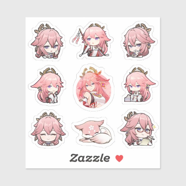 Adesivo Genshin Impact Yae Miko Stickers (Folha)