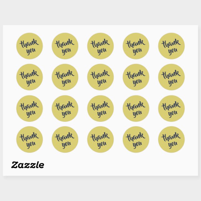 Adesivo Gentle Warm Yellow Thank You Classic Round Sticker (Folha)