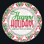 Adesivo Geo Country Love Christmas Gift label Sticker<br><div class="desc">Adesivos de acabamento brilhante personalizáveis | Padrão cardíaco de amor festivo vermelho em cores de Natal de vermelho, verde e branco. Personalize este adesivo redondo personalizável com suas saudações ou nome e detalhes de endereço. Também é perfeito para usar esses adesivos brilhantes de Natal como etiquetas de presentes, colar em...</div>