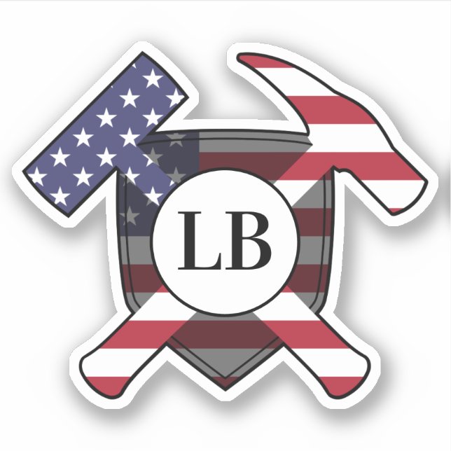 Adesivo Geólogo Hammers com suas Iniciais em um Vinil (Frente)