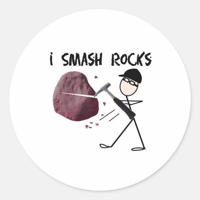 Adesivo Geólogo Stickman "I Smash Rocks" (Frente)