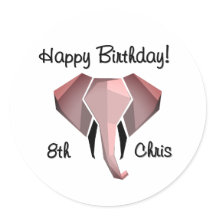 Geometragem Elephant Head Birthday Age and Name