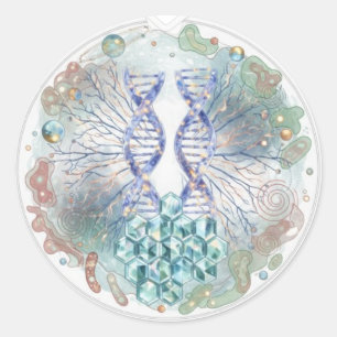 Adesivo Geometria Sagrada DNA Hélice Cristal Arte Ciência