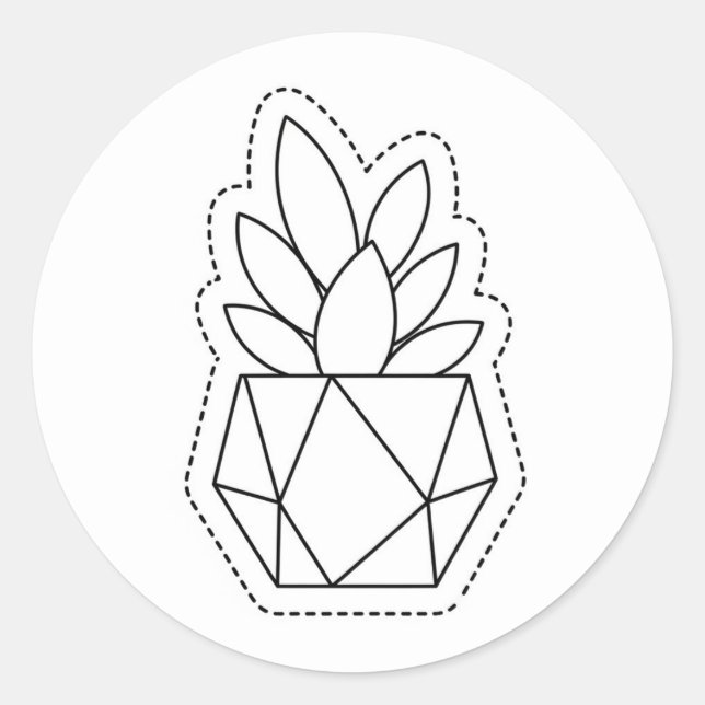 Adesivo Geometric Succulent Plant in Pot Line Art Sticker  (Frente)
