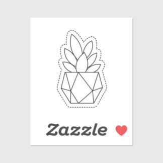 Adesivo Geometric Succulent Plant in Pot Line Art Sticker 