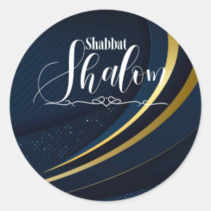 Adesivo Geométrico Azul Escuro Dourado Linha Shabat Shalom