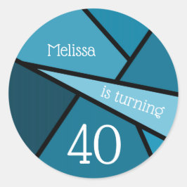 Adesivo Geométrico do Teal do Abstrato de Nome Personaliza