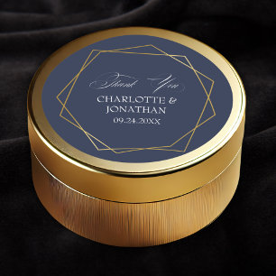 Adesivo Geométrico Dourada Elegante Obrigado Favor De Casa