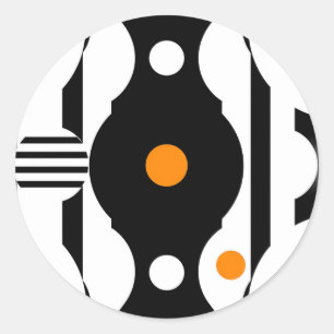 Adesivo Geométrico Retro Mod Preto Laranja