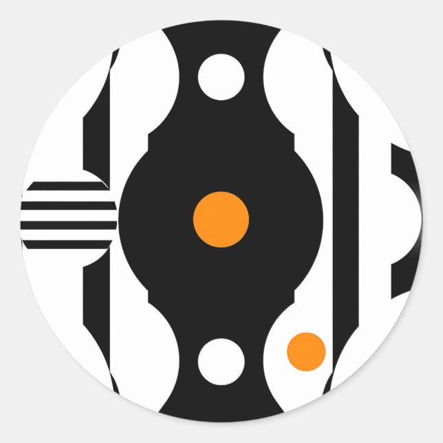 Adesivo Geométrico Retro Mod Preto Laranja (Frente)