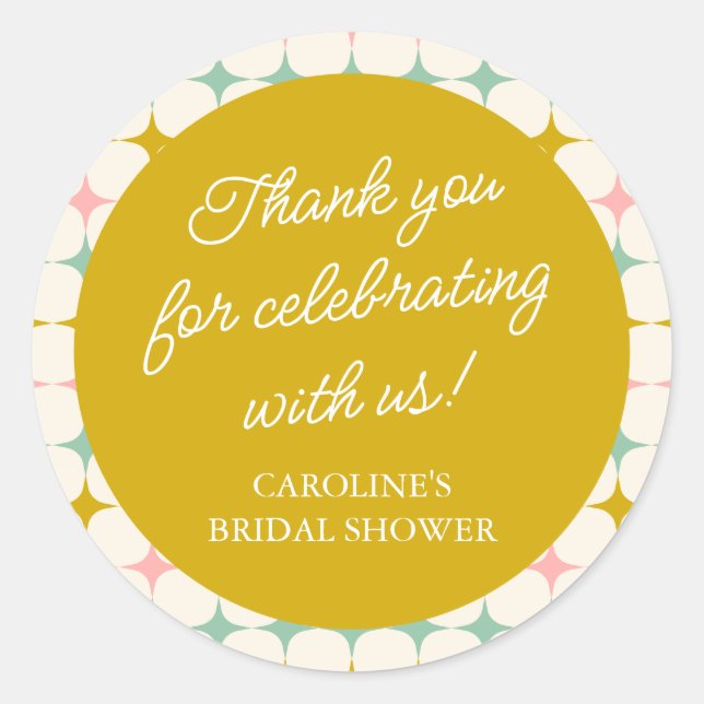 Adesivo Geométrico Vintage Personalizado Pastel Obrigado (Frente)