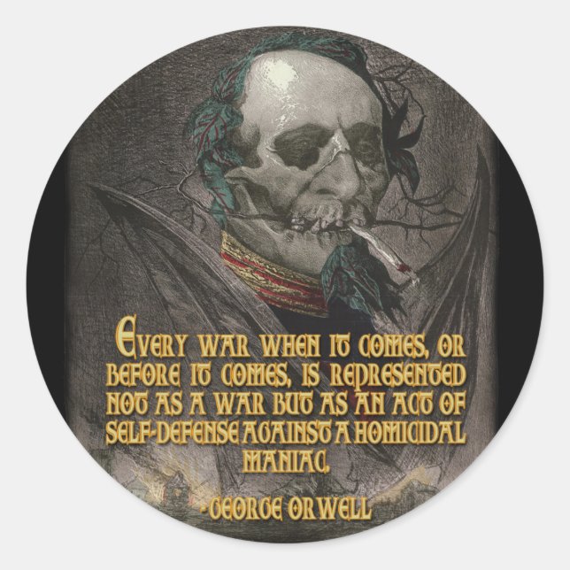 Adesivo George Orwell Citação sobre Propaganda em Guerra (Frente)