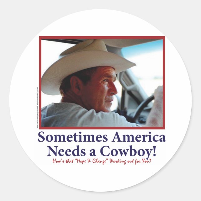 Adesivo George W Bush no Chapéu de Cowboy (Frente)