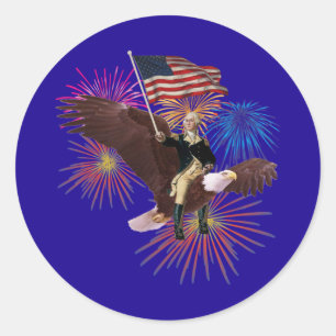 Adesivo George Washington dirigindo uma águia com uma band