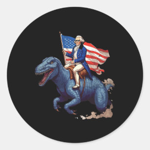 Adesivo George Washington Engraçado Montando Um Tyrannosau