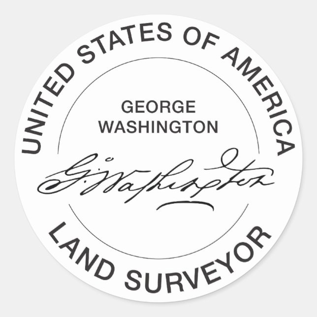 Adesivo George Washington EUA Land Surveyor Seal (Frente)