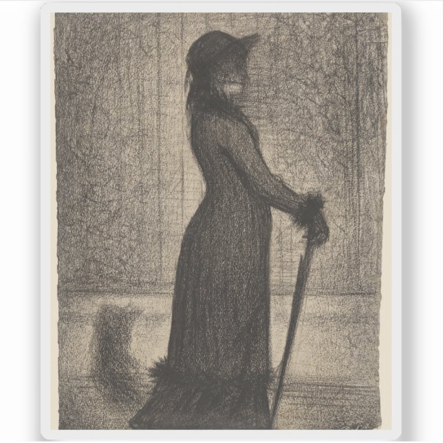 Adesivo Georges Seurat - Woman Stroling (Une élégante) (Frente)