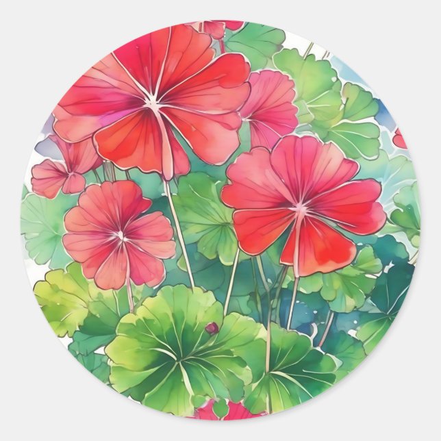 Adesivo Geranium Modern Watercolor (Frente)