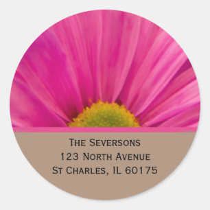 Adesivo Gerber Daisy cor-de-rosa no endereço de retorno do