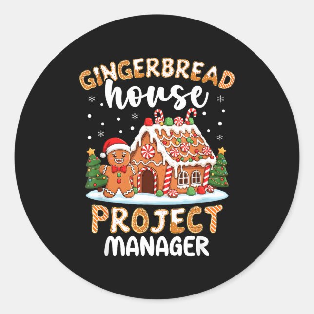 Adesivo Gerente de Projeto de Casa de Gingerbread Natal Co (Frente)