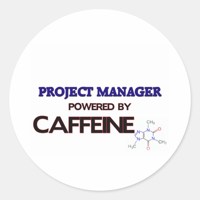 Adesivo Gerente de projetos equipado com cafeína (Frente)