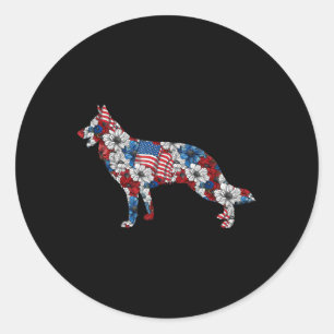 Adesivo German shepherd 4 De Julho Bandeira Americana Flor