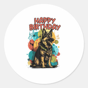 Adesivo German shepherd Cachorro Feliz Festa de Aniversári