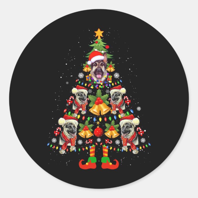 Adesivo German shepherd Cachorro Santa Hat Árvore de Natal (Frente)