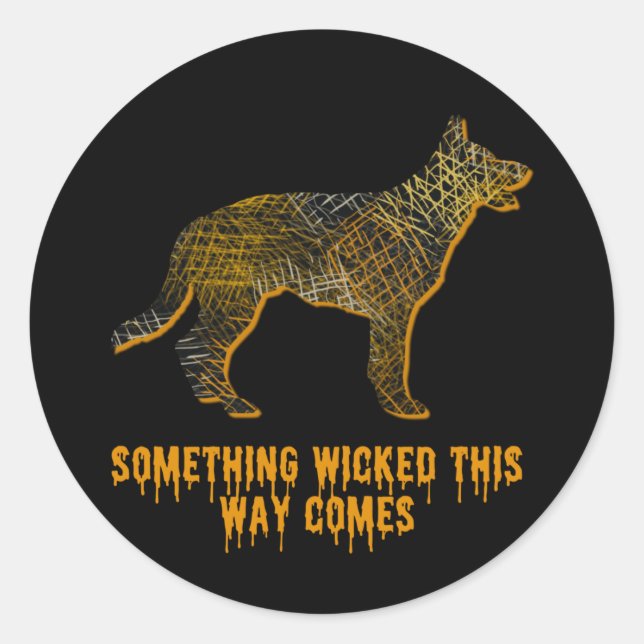 Adesivo German shepherd Cachorro Silhoueen Diversão Hallow (Frente)