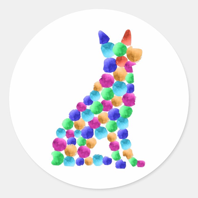 Adesivo German shepherd cão Aquarela pintura ponto (Frente)