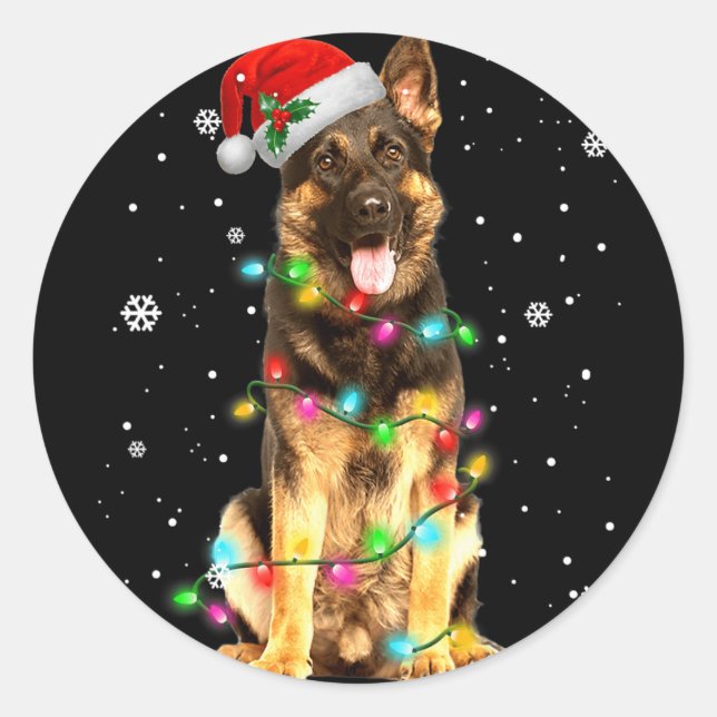 Adesivo German shepherd Cão Árvore Natal Cachorro Presente (Frente)