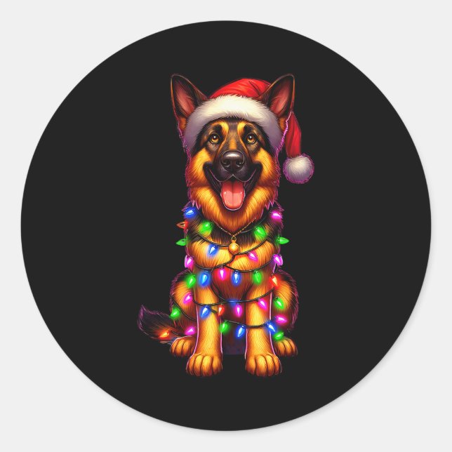 Adesivo German Shepherd Christmas Tree Lights Xmas Pajama  (Frente)