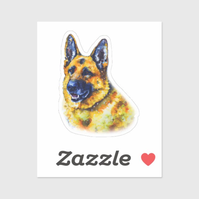 Adesivo German shepherd de Aquarela (Folha)