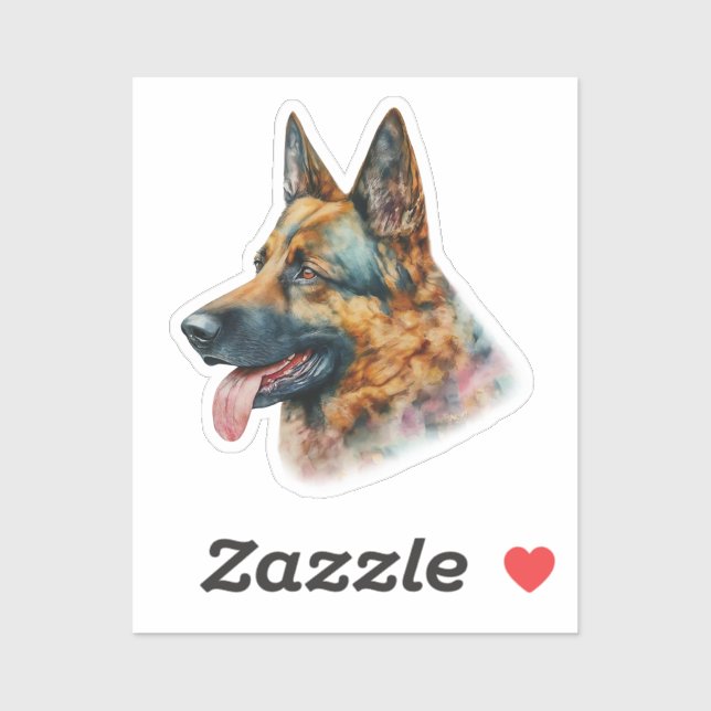 Adesivo German shepherd de Aquarela (Folha)