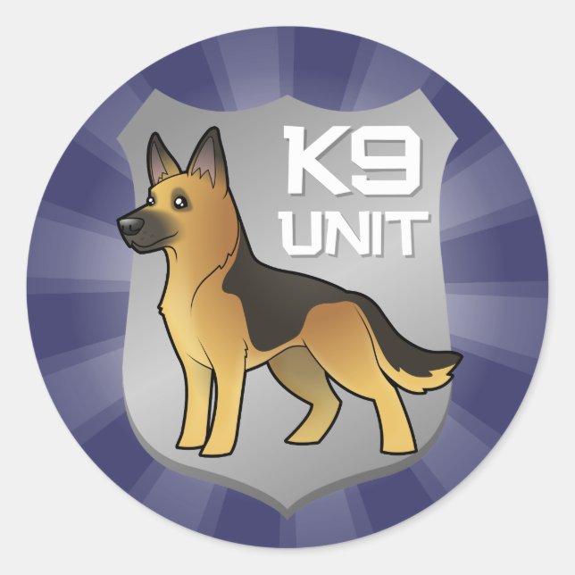 Adesivo German shepherd de desenho da unidade K9 (Frente)