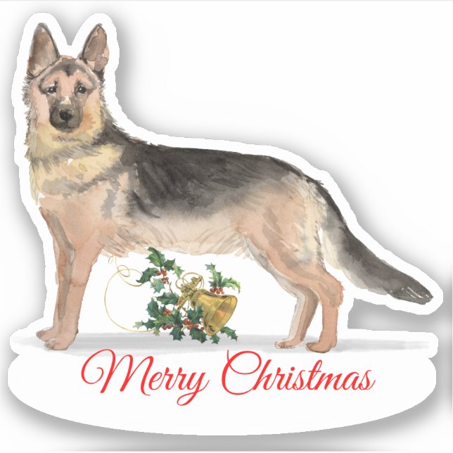 Adesivo German shepherd de Natal feliz Vinil com corte per (Frente)