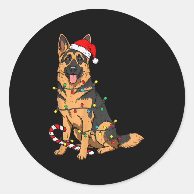 Adesivo German Shepherd Dog Christmas Lights Xmas Pet Dog  (Frente)