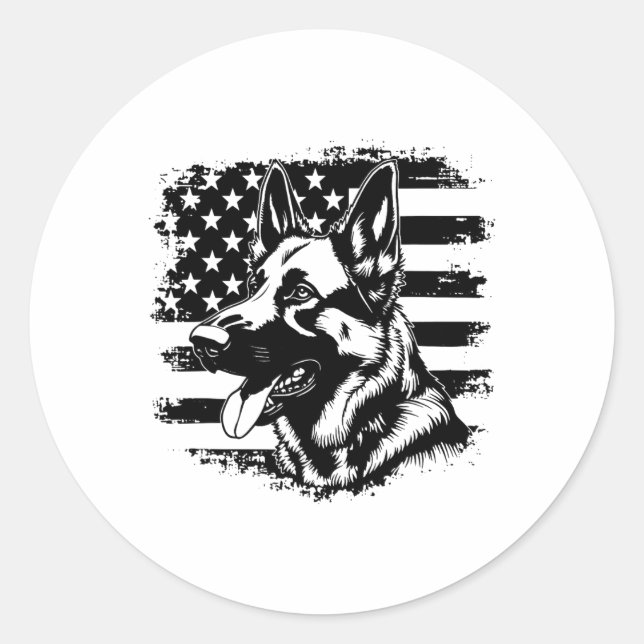 Adesivo German shepherd Dos Eua Flag Sungles Patriotic 4th (Frente)