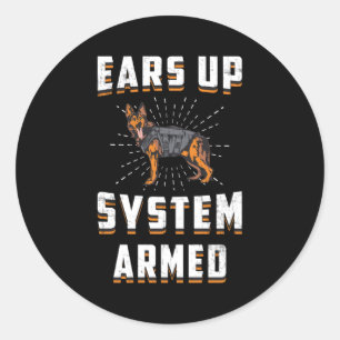 Adesivo German shepherd escuta a imagem do cão armado do 