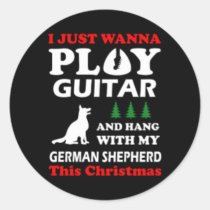Adesivo german shepherd eu só quero tocar violão