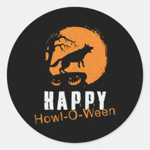 Adesivo German shepherd Feliz Howl-O-Ween Vintage Engraça