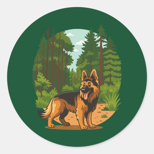 Adesivo German Shepherd Forest Adventure Dog  (Frente)