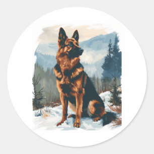 Adesivo German shepherd na Wonderland de inverno