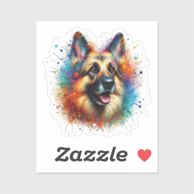 Adesivo German shepherd Paint Splatter (Folha)