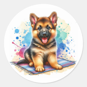 Adesivo German shepherd Puppy Watercolor Ai Art