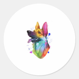 Adesivo German shepherd Rainbow Watercolor Paint Splatter