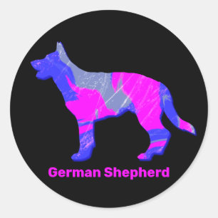 Adesivo German shepherd - Silhueta Rosa&Azul