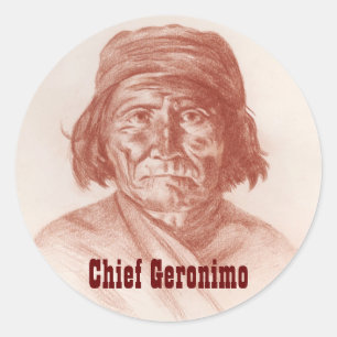 Adesivo Geronimo principal, retrato histórico indiano de