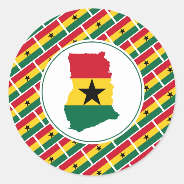 Adesivo GHANA FLAG Ghanaian Map Na moda Patriótico (Frente)