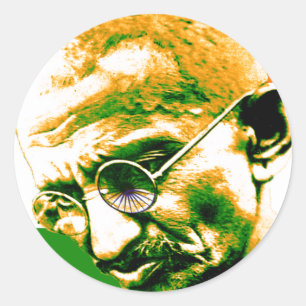 Adesivo Ghandi em verde-alaranjado e branco com bandeira